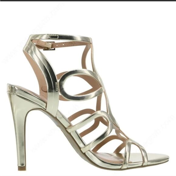 CHRISTIAN SIRIANO GOLD HIGH HEEL STILETTOS PUM SANDAL - Picture 1 of 15